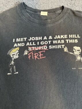 Jake Hill Josh A Fire Graphic T Shirt Black Faded Band Rap Merch